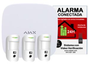 KIT TRIPLE MOTIONCAM AJAX con Panel AJ-HUB2-W Alarma profesional Comunicación Ethernet y dual SIM GPRS