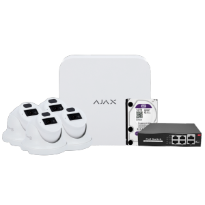  Kit de videovigilancia Ajax Grabador Ajax de 8 canales 4 cámaras turret de 2 Mpx Safire Smart