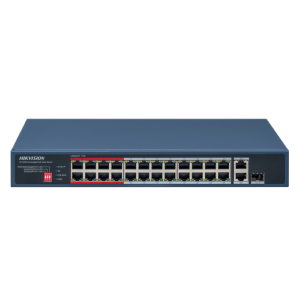      Switch PoE Hikvision 24 puertos RJ45 FE + 2 puertos Gigabit RJ45/SFP